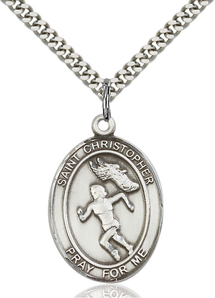 Sterling Silver St. Christopher/Track&Field Women