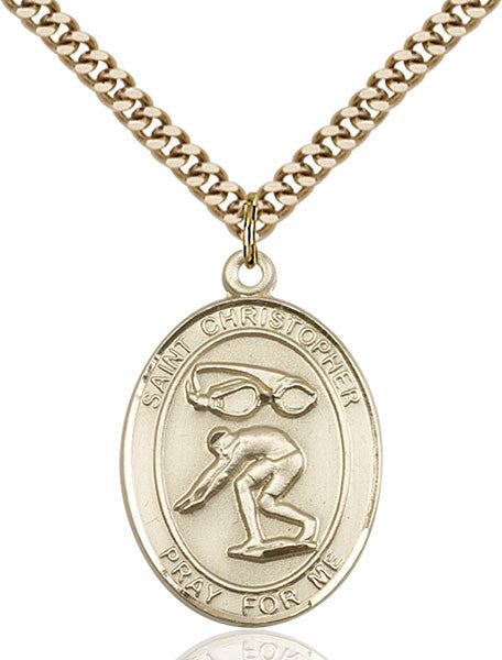 Gold Filled St. Christopher/Swimming Pendant