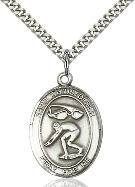 Sterling Silver St. Christopher/Swimming Pendant