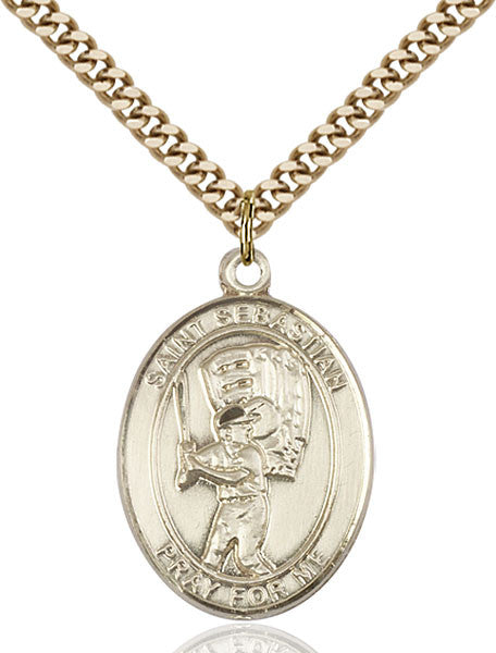 Gold Filled St. Sebastian / Baseball Pendant