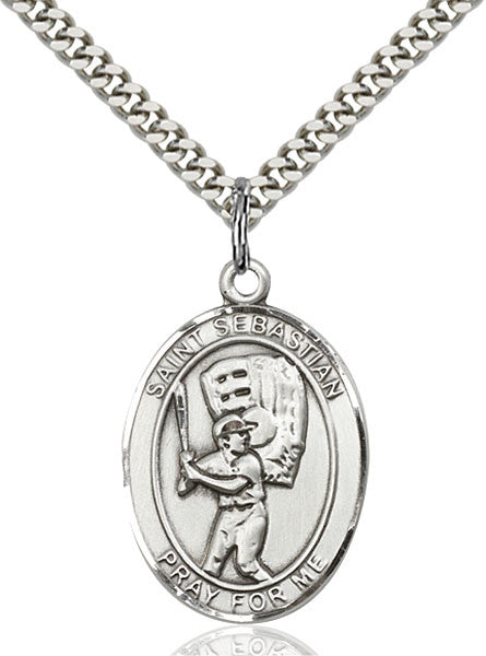 Sterling Silver St. Sebastian / Baseball Pendant