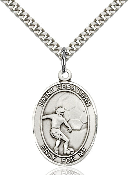 Sterling Silver St. Sebastian / Soccer Pendant