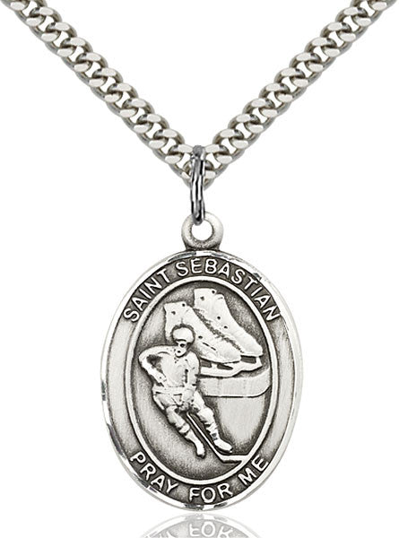 Sterling Silver St. Sebastian / Hockey Pendant