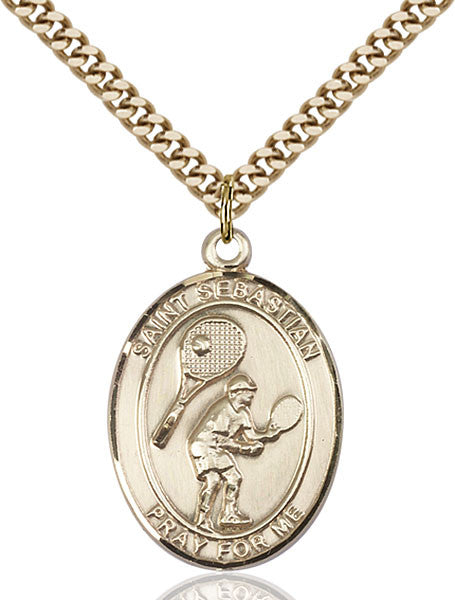 Gold Filled St. Sebastian / Tennis Pendant