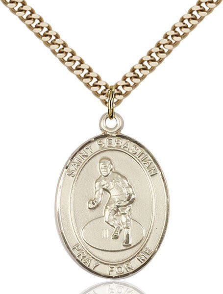 Gold Filled St. Sebastian / Wrestling Pendant