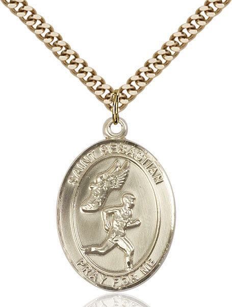 Gold Filled St. Sebastian / Track & Field Pendant