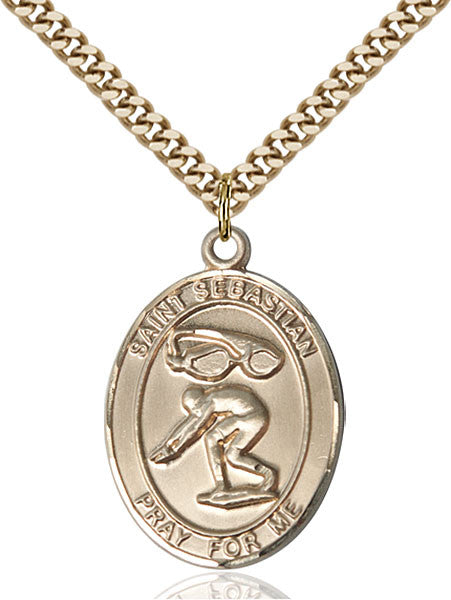 Gold Filled St. Sebastian / Swimming Pendant