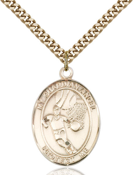 Gold Filled Guardian Angel/Basketball Pendant