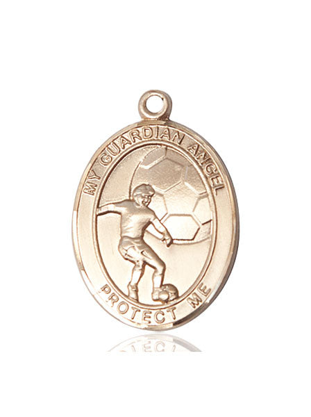 Ángel de la guarda/Medalla de fútbol en oro de 14 kt