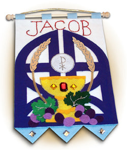 1st Communion Banner: Gates Blue