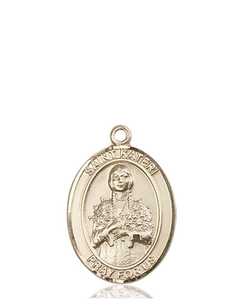 Medalla de Santa Kateri en oro de 14kt