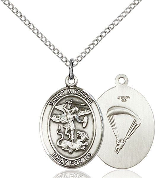 Colgante de plata de ley San Miguel / Paracaidista