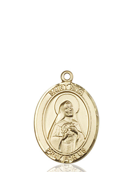 Medalla de Santa Rita de Casia en oro de 14kt