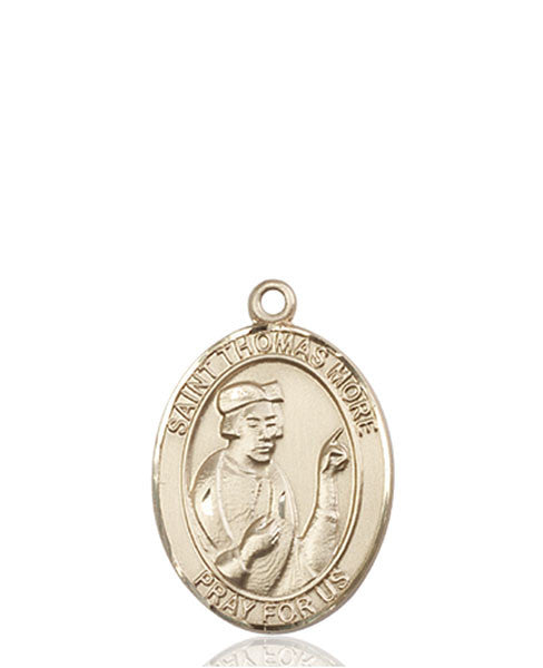 Medalla de Santo Tomás Moro de oro de 14 kt