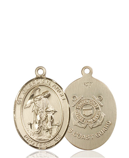 Medalla de ángel de la guarda / guardacostas de oro de 14 kt