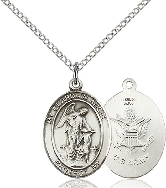 Ángel de la guarda / colgante del ejército de plata esterlina
