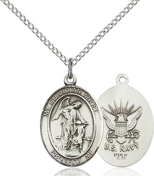 Ángel de la guarda de plata esterlina / Colgante azul marino