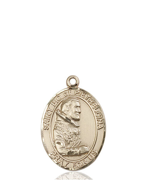 Medalla de San Pío de Pietrelcina en oro de 14kt