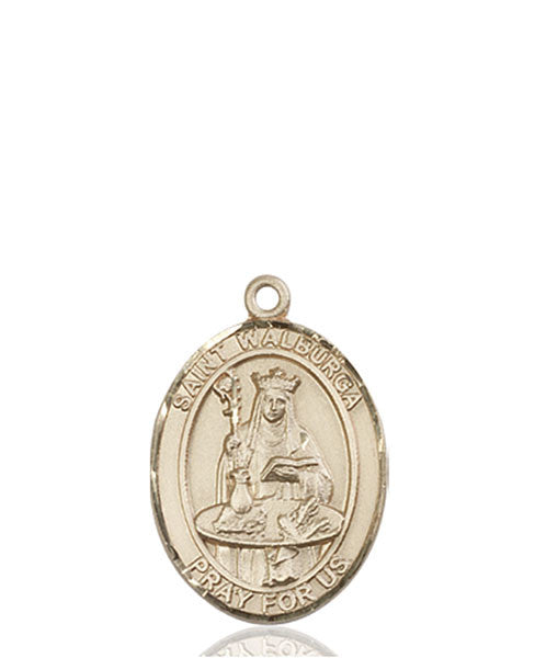 Medalla de Santa Walburga de oro de 14 kt