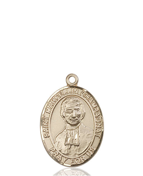 Medalla de San Marcelino Champagnat en oro de 14kt