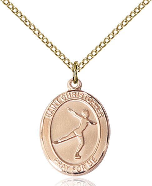 Gold Filled St. Christopher/Figure Skating Pendant