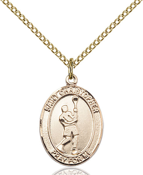 Gold Filled St. Christopher/Lacrosse Pendant