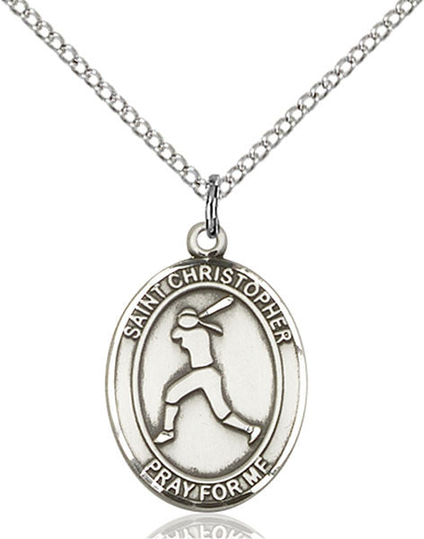 Sterling Silver St. Christopher/Softball Pendant
