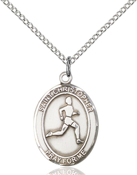 Sterling Silver St. Christopher/Track & Field Pend