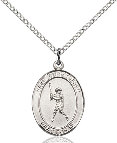 Sterling Silver St. Christopher/Baseball Pendant