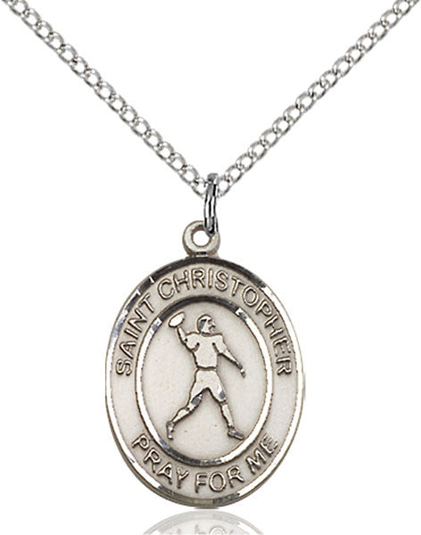 Sterling Silver St. Christopher/Football Pendant