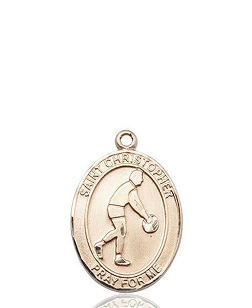 Medalla de San Cristóbal/baloncesto en oro de 14 kt