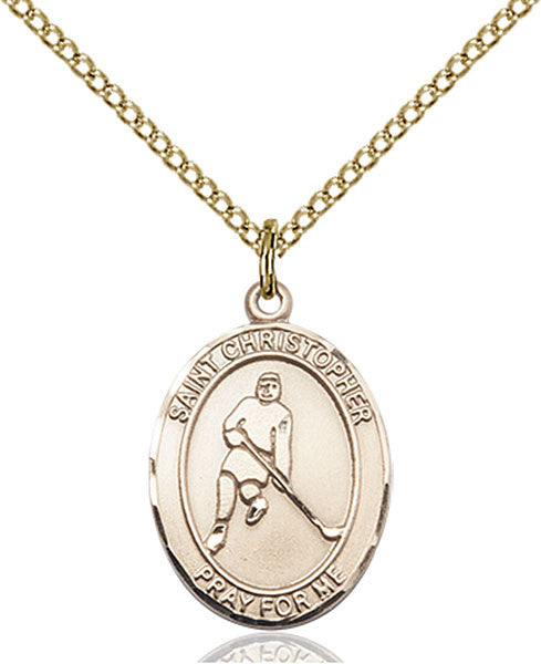 Gold Filled St. Christopher/Ice Hockey Pendant