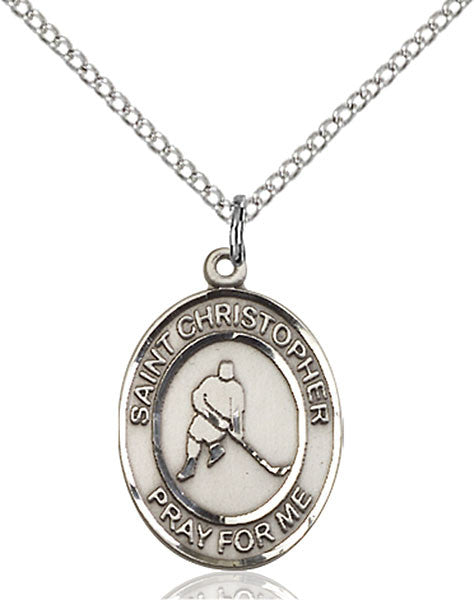 Sterling Silver St. Christopher/Ice Hockey Pendant