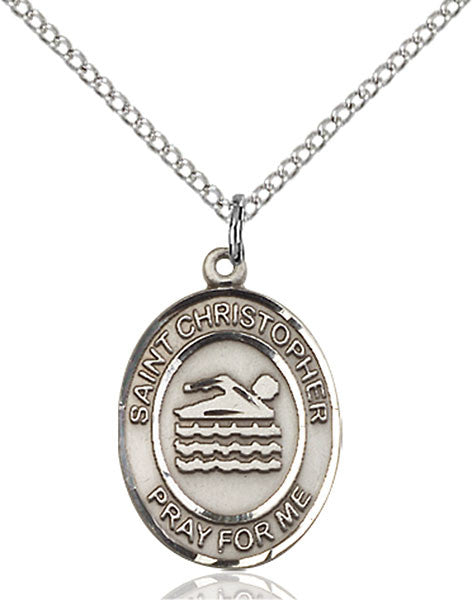 Sterling Silver St. Christopher/Swimming Pendant