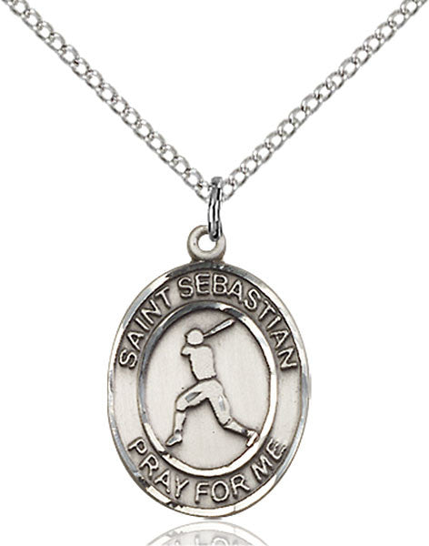 Sterling Silver St. Sebastian/Baseball Pendant