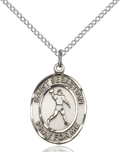 Sterling Silver St. Sebastian/Football Pendant