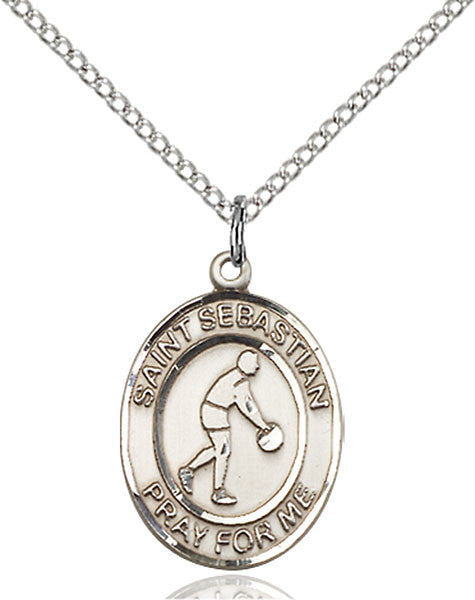 Sterling Silver St. Sebastian/Basketball Pendant