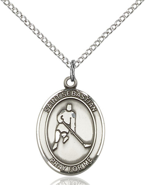 Sterling Silver St. Sebastian/Ice Hockey Pendant