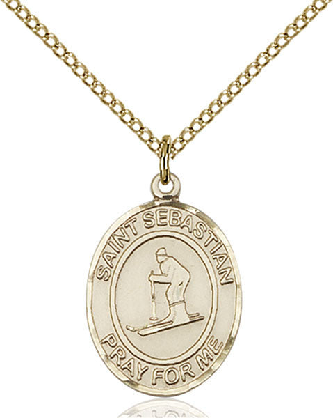 Gold Filled St. Sebastian/Skiing Pendant