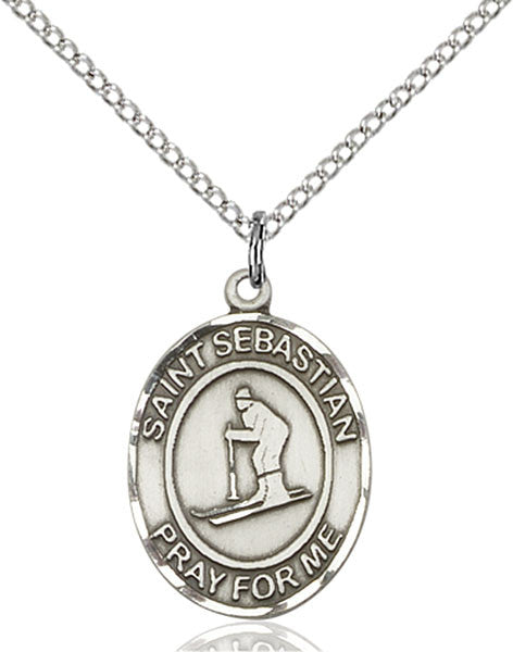 Sterling Silver St. Sebastian/Skiing Pendant