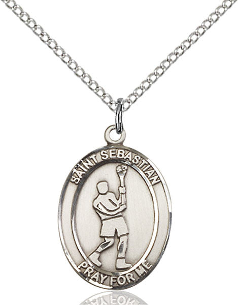 Sterling Silver St. Sebastian/Lacrosse Pendant