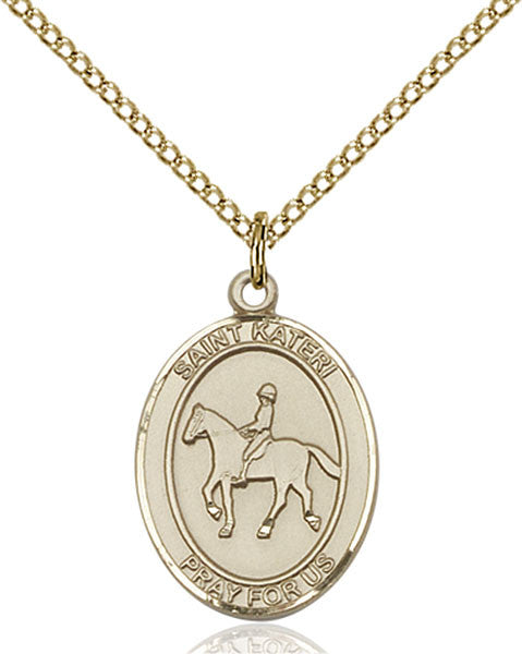 Gold Filled St. Kateri / Equestrian Pendant