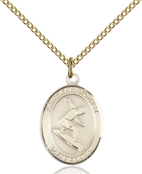 Gold Filled St. Christopher/Surfing Pendant