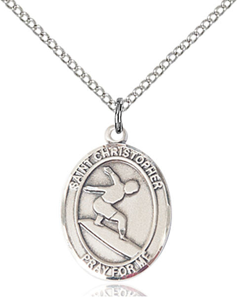 Sterling Silver St. Christopher/Surfing Pendant