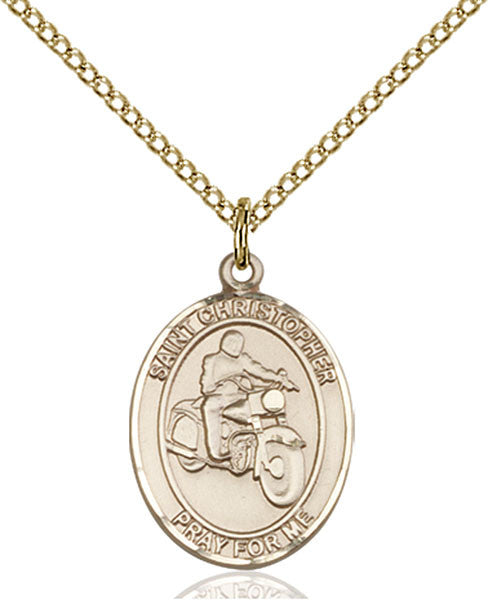 Gold Filled St. Christopher/Motorcycle Pendant