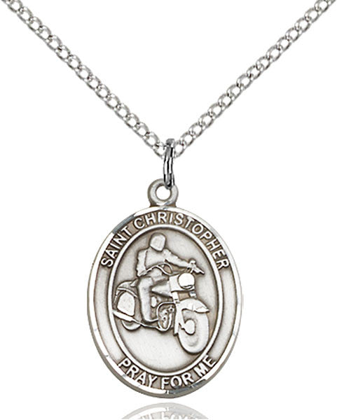 Sterling Silver St. Christopher/Motorcycle Pendant