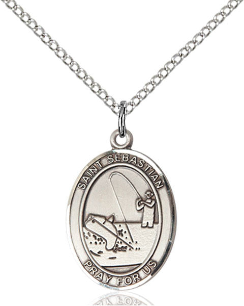 Sterling Silver St. Sebastian / Fishing Pendant