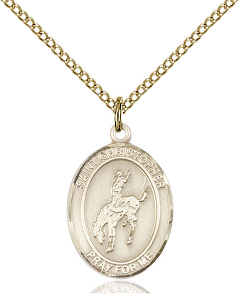 Gold Filled St. Christopher / Rodeo Pendant