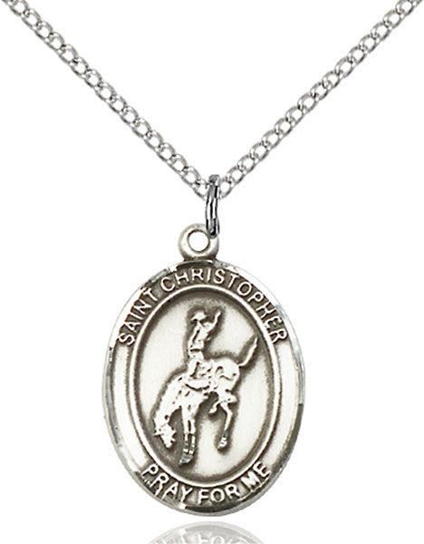 Sterling Silver St. Christopher / Rodeo Pendant