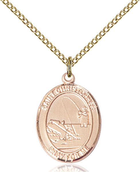 Colgante de San Cristóbal / Pesca bañado en oro